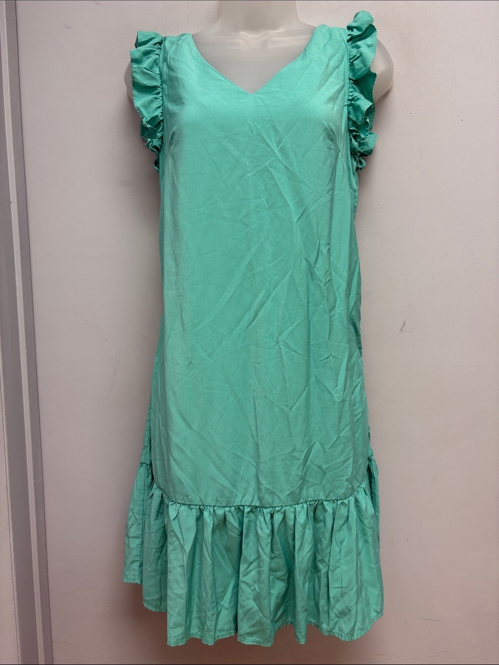 Molly Bracken Mint Green Ruffle Sleeve Shift Dress